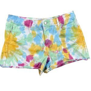 Judy Blue Woman's Tie-Dye Denim Shorts L Multicolor Cotton Blend Comfortable Sty
